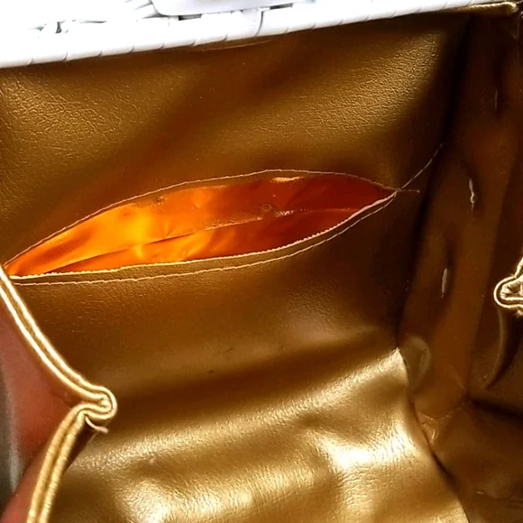 Vintage 1950s Mid Century ADELES Miami Beaded Lucite Wicker Box Bag - Picture 11 of 16